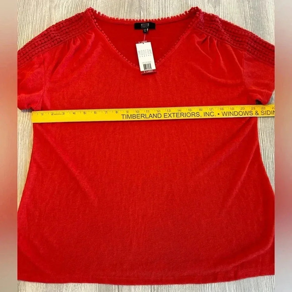 Modern Canvas Women's Red Short Sleeve Solid V Neck Pullover Shirt Top Sz XL NWT - Picture 9 of 9